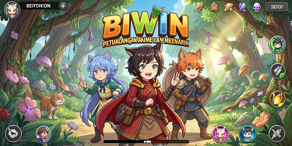 Tampilan gameplay <strong>BIWIN</strong> yang menawan dengan karakter anime ikonik.