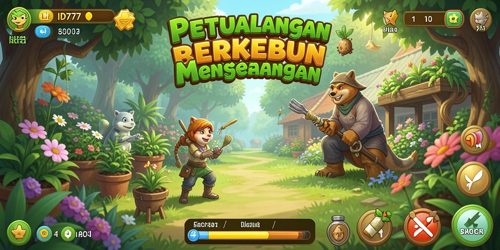 Screenshot gameplay ID777 menampilkan ladang yang indah dan tanaman subur.