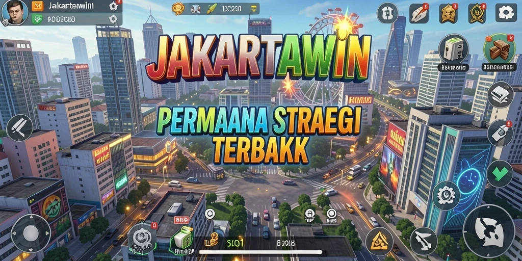 Screenshot gameplay <strong>JAKARTAWIN</strong> menampilkan pengelolaan kota yang strategis.