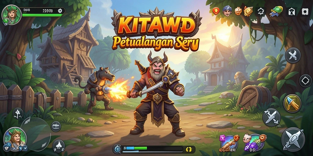 Screenshot KITAWD menampilkan aksi pertarungan RPG yang intens.