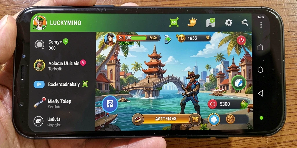 Tampilan antarmuka utama LUCKYMINO yang memudahkan navigasi.