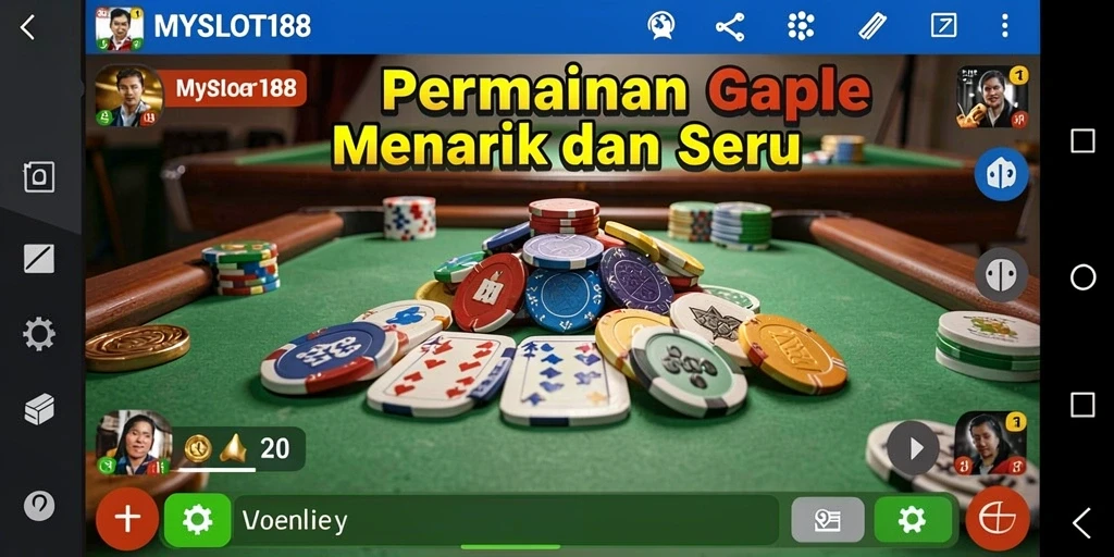 Tampilan gameplay seru MYSLOT188 dengan suasana permainan Gaple yang menarik.