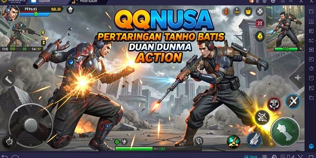 Tampilan aksi mendebarkan dalam gameplay QQNUSA.